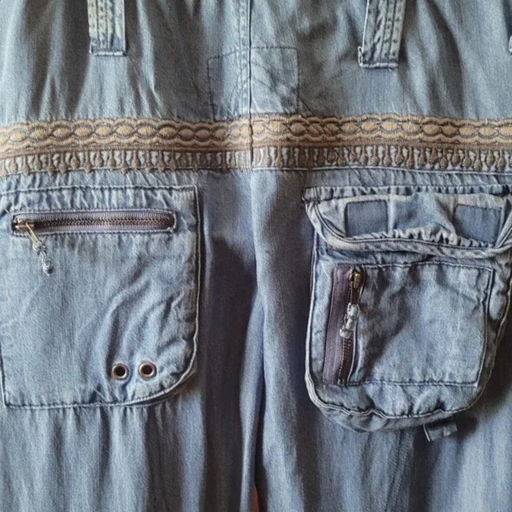 Johnny Was Biya Aventura Embroidered Cargo Denim Pants - Picture 7 of 14